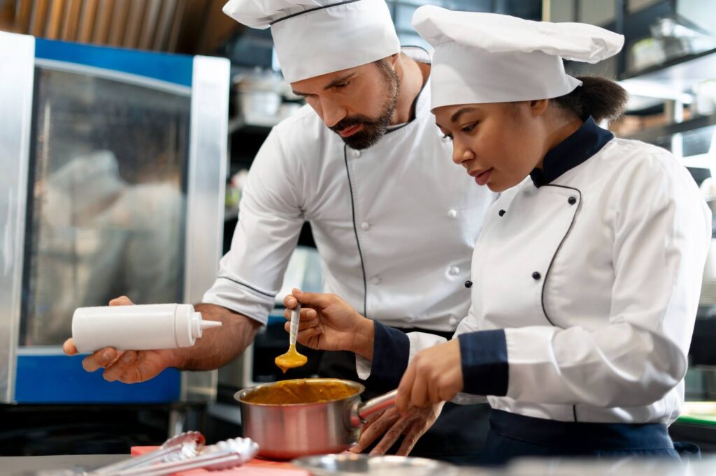 chef helping another chef
