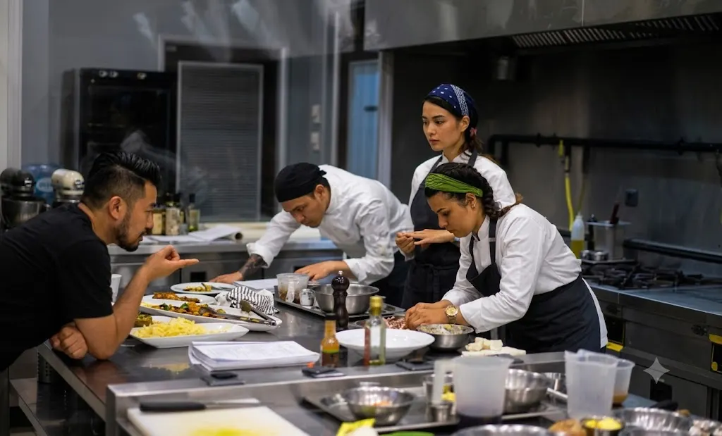 multiple chefs food prepping